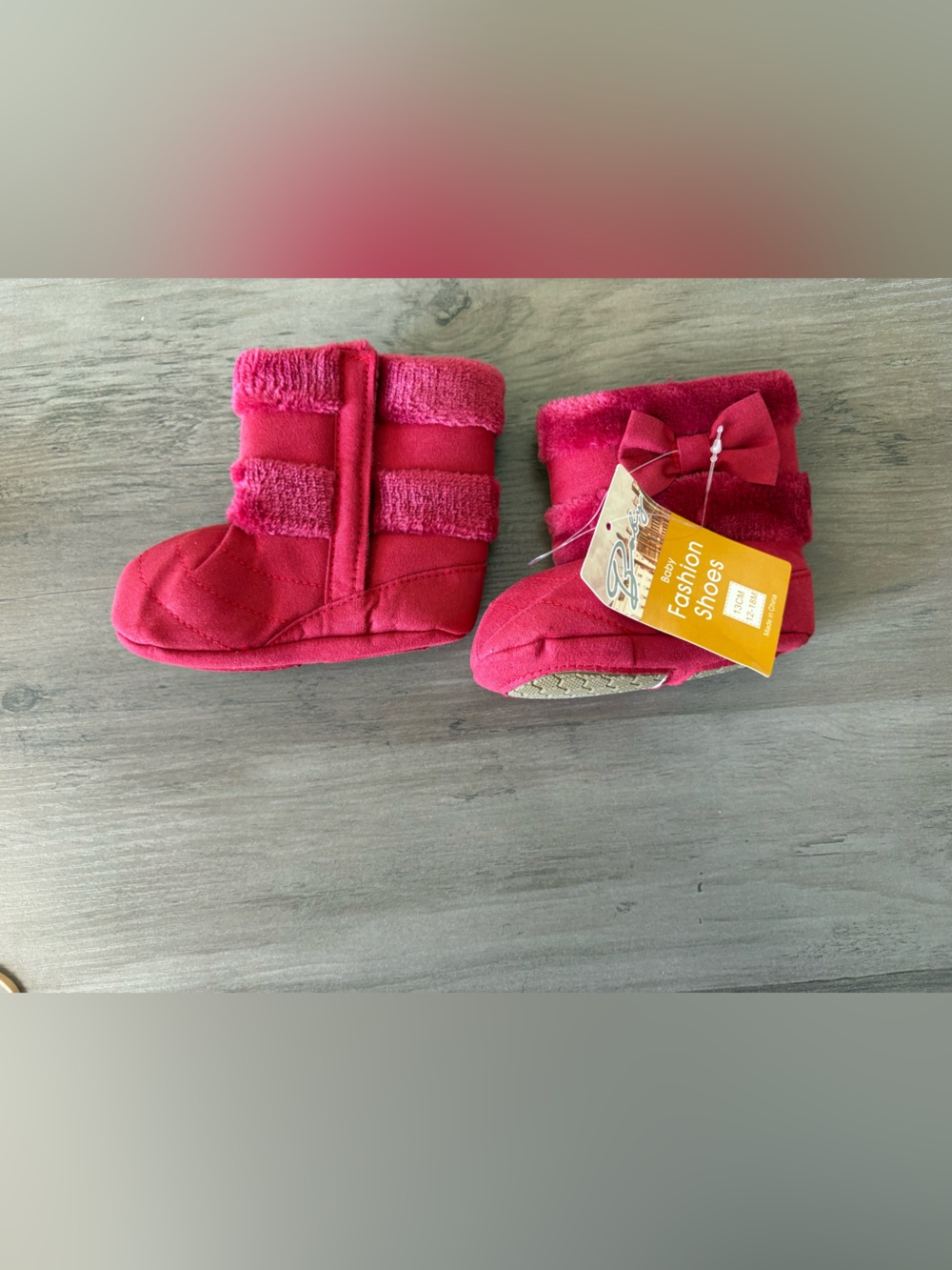 Baby Girls Red Bow Winter Boots Size 12-18M 13CM NWT